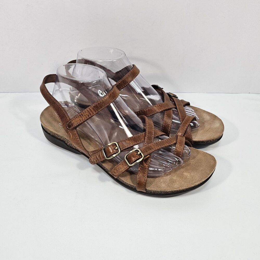 Dansko Roslyn Tan Waxy Burnished Leather Strappy Sandals Womens Sz EU 40 US 9.5